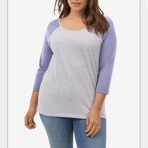 3/4 Sleeve Lilac + Gray Baseball Raglan Tee Shirt